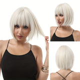 Chic 130% Density Blonde Bob Wig with Bangs for Women: Realistic Scalp, Comfort Rose Net Cap, Ideal for Daily and Party Use