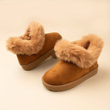 Girls Winter Fashion Suede Suede Suede Solid Color Velvet Warm Lassoed Casual Snow Boots, Outdoor