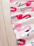 Knee-High Ruffled Sleeve Fitted Flamingo Graphic Dress for Girls - Cute Polyester Summer Party Outfit with Medium Stretch and Crew Neck - Perfect Gift for Little Ones
