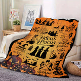Hocus Pocus Themed Flannel Blanket - Contemporary All-Season Hypoallergenic Digital Print Bedding, Soft Comfortable Multipurpose Knitted Throw, Machine Washable Polyester Sofa Nap Shawl Blanket