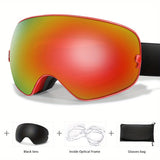 Anti-Fog Ski Goggles with Protection, Interchangeable Lens & Carrying Bag - Perfect for Snowboarding, Skating & Outdoor Adventures