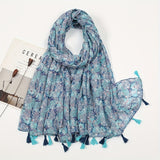 Bohemian Chic Warm Travel Shawl with Tassels – Womens Versatile Retro Print Scarf for All Seasons