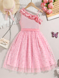 Adorable Summer Princess Dress - Polka Dot & Frill-Trim, Durable, Easy-Care Knit for Stylish Comfort