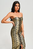 goosudu Riley Strapless Metallic Maxi Bandage Dress