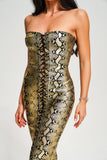 goosudu Riley Strapless Metallic Maxi Bandage Dress