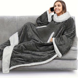 Extra-Large Wearable Blanket with Sleeves, Unisex Hoodie Blanket Sweatshirt, Comfortable Sleeve-Wrapped Robe - Ideal Gift for Christmas and Thanksgiving, Super Thick Warmth, Knitted Polyester Blend with Pockets - Lodge Style, Spot-Clean Care, Geometric Pa