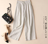 GOOSUDU Spring and Summer Cotton and Linen Women's Wide-Leg Pants Linen Thin Casual Pants Ol Professional Women's Pants Loose Cropped Pants for Women