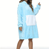 Cozy Plus Size Womens Cow Pattern Robe - Soft Flannel Hooded Wearable Blanket with Adorable Ear Decor and Handy Pockets - Oversized for Ultimate Lounging Comfort