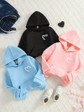 3pcs Girls Hoodies Long Sleeve Pullover Heart Print Regular Fit Fashion Sweatshirt Fleece Warm Sweaters