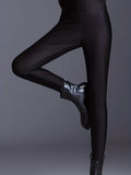 Plush Lined High Waist Thermal Leggings, Soft & Comfy Solid Color Elastic Tights For Fall & Winter, Women's Sleepwear & Loungewear