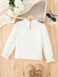 Girls' Ruffle Trim Shirt - Long Sleeve, Button Front, Versatile for Spring, Fall, and Christmas, Perfect Everyday Gift