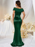 Alluring Off Shoulder Bodycon Dress - Figure-Flattering Sleeveless Mermaid Hem - Perfect for Parties & Banquets - Premium Evening Gown - Womens Stylish Formal Wear