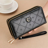 Women's wallet with double zippers, large capacity, classic fashion, and multiple slots