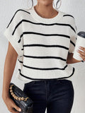 NEW Essnce Striped Pattern Batwing Sleeve Knit Top