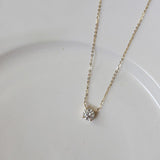 1pc Gorgeous Four-Claw Zirconia Necklace For Girl Daily Accessories For Birthday Party Anniversary Gift Jewelry