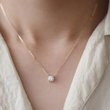 1pc Gorgeous Four-Claw Zirconia Necklace For Girl Daily Accessories For Birthday Party Anniversary Gift Jewelry