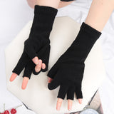 Thermal Black Knit Half Finger Gloves - Warm, Coldproof, Elastic, Simple, and Thick for Winter - Extended Wear for Ultimate Comfort
