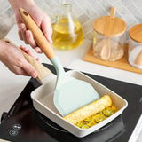 1pc Premium Wide Silicone Spatula - Durable Japanese Tamagoyaki Turner with Ergonomic Wooden Handle, Non-Stick and Heat-Resistant, Essential Kitchen Gadget for Flipping and Cooking