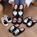 Cozy Halloween Cartoon Slippers - Warm, Plush Open-Toe Home Shoes with Strappy Back Support