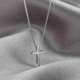 1pc Minimalist Style Silvery Cross Pendant Necklace, Exquisite Holiday Party Commemorative Gift