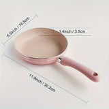 1pc 6.5inch Pink Maifan Stone Non-Stick Skillet - Flat Cooking Utensils for Daily Cooking, Food Supplement Pan, Frying Pot with Heat-Resistant Handle, Easy Cleaning, and Healthy Cooking Experience - Kitchen Essentials for Home Cooks