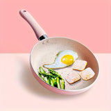 1pc 6.5inch Pink Maifan Stone Non-Stick Skillet - Flat Cooking Utensils for Daily Cooking, Food Supplement Pan, Frying Pot with Heat-Resistant Handle, Easy Cleaning, and Healthy Cooking Experience - Kitchen Essentials for Home Cooks