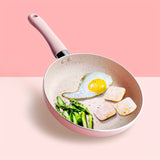1pc 6.5inch Pink Maifan Stone Non-Stick Skillet - Flat Cooking Utensils for Daily Cooking, Food Supplement Pan, Frying Pot with Heat-Resistant Handle, Easy Cleaning, and Healthy Cooking Experience - Kitchen Essentials for Home Cooks