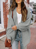 Solid Drop Shoulder Open Front Cardigan