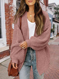 Solid Drop Shoulder Open Front Cardigan