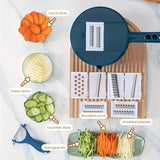 1pc 12-in-1 Multi-Functional Vegetable Slicer - Mandolines with Food Grater, Cutter, Container, Hand Guard, and Shredder for Easy Kitchen Prep - Space-Saving Kitchen Gadgets for Home Cooks