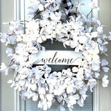 45CM/17.72IN Dogwood Wreath Front Door Wreath Cluster Flower for Christmas Festival Celebration Front Door Wall Window Hanging Christmas