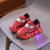 Vibrant Illuminated Sneakers for Boys - Wear-Resistant, Non-Slip, Breathable, and Reflective Shoes for Spring and Summer - Trendy Car Design, Comfortable Fit, and Durable Outsole