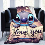 Cozy Disney Stitch Cartoon Blanket - Soft, Lightweight, Warm Flannel Fleece for Every Season - Perfect for Snuggling Up Indoors or Outdoors