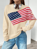 NEW Essnce Usa Flag Design Drop Shoulder Sweater