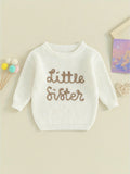 Baby Girl Christmas Sweaters Cute Long Sleeve Letter Embroidery Knit Pullover Infant Tops