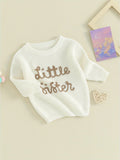 Baby Girl Christmas Sweaters Cute Long Sleeve Letter Embroidery Knit Pullover Infant Tops