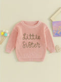 Baby Girl Christmas Sweaters Cute Long Sleeve Letter Embroidery Knit Pullover Infant Tops