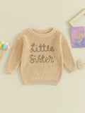 Baby Girl Christmas Sweaters Cute Long Sleeve Letter Embroidery Knit Pullover Infant Tops