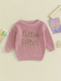 Baby Girl Christmas Sweaters Cute Long Sleeve Letter Embroidery Knit Pullover Infant Tops