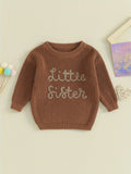 Baby Girl Christmas Sweaters Cute Long Sleeve Letter Embroidery Knit Pullover Infant Tops