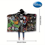 Disney Nightmare Before Christmas Cozy Hoodie Blanket - Oversized Soft Flannel Wearable Shawl for Men & Women, Perfect for Lounging & Office Use