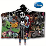 Disney Nightmare Before Christmas Cozy Hoodie Blanket - Oversized Soft Flannel Wearable Shawl for Men & Women, Perfect for Lounging & Office Use