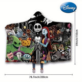 Disney Nightmare Before Christmas Cozy Hoodie Blanket - Oversized Soft Flannel Wearable Shawl for Men & Women, Perfect for Lounging & Office Use