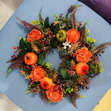 Autumn Harvest Wreath - 17.78in Peonies and Pumpkins with Berries and Pinecones, Suitable for Halloween, Thanksgiving, Christmas, Easter and Farmhouse Decor