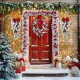 1Set Christmas Decor for Front Door, 1pc 17.7In Christmas Wreath, 2pcs Christmas Swag Wreaths, 1pc 3.9ft Christmas Vine and 2pcs 4.9ft Christmas Vine, Christmas Decoration Holiday Farmhouse Door Wreath Xmas Wreath for Windows Indoor