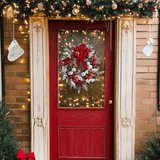 1Set Christmas Decor for Front Door, 1pc 17.7In Christmas Wreath, 2pcs Christmas Swag Wreaths, 1pc 3.9ft Christmas Vine and 2pcs 4.9ft Christmas Vine, Christmas Decoration Holiday Farmhouse Door Wreath Xmas Wreath for Windows Indoor