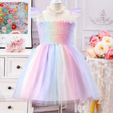 Vibrant Princess Dress - Delicate Tulle Pleats, Adjustable Spaghetti Strap, Breathable Mesh Fabric - Perfect for Little Girls Summer Weddings, Parties, and Birthdays