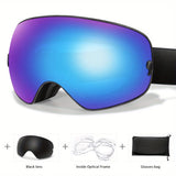 Anti-Fog Ski Goggles with Protection, Interchangeable Lens & Carrying Bag - Perfect for Snowboarding, Skating & Outdoor Adventures