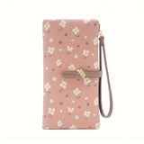 Long Style Wallet, Floral Print, Casual Zippered Folding Coin Purse, Multiple Card Slots, Clutch Handbag