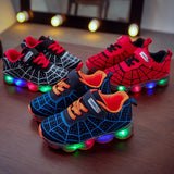 Kids' Glow-In-The-Dark Sneakers - LED Light-Up Running Shoes For Boys & Girls Ages 1-6 | Breathable Mesh With Magic Tape Closure